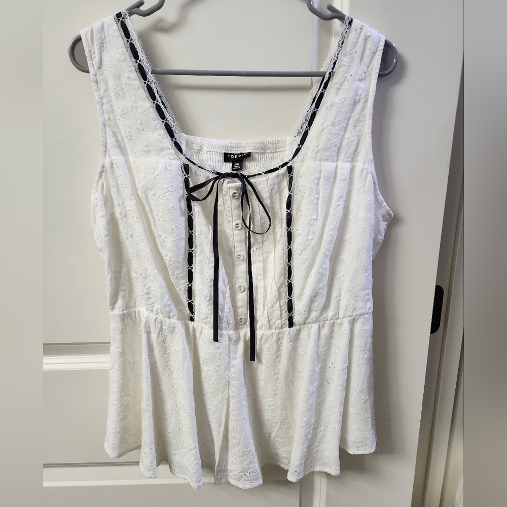 Torrid Eyelet Babydoll Top White